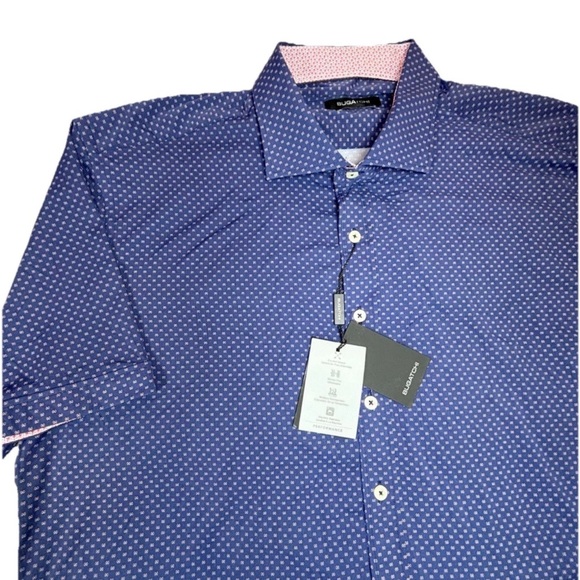 Bugatchi Other - Bugatchi Button Up Shirt Shaped Fit Men’s Xxl Blue Geometric Print